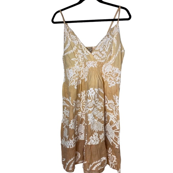 Mint Green Floral Sundress Tan and White Size XL - Picture 1 of 5